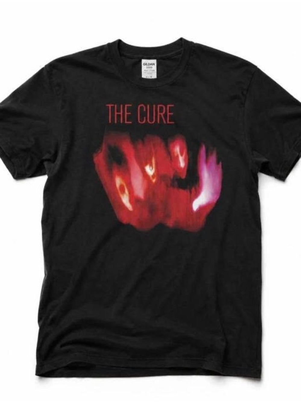 Gildan Black The Cure Graphic Tee with Red and Pink Art